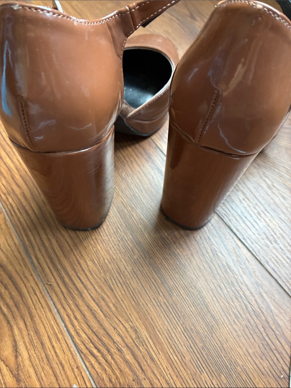 Madden Girl Tan Patent Mary Jane Platform Heels - Picture 6 of 7